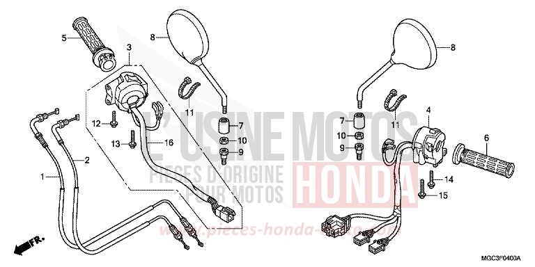 SCHALTER/KABEL von CB1100 ABS PEARL MILKEY WHITE (NH162) von 2013